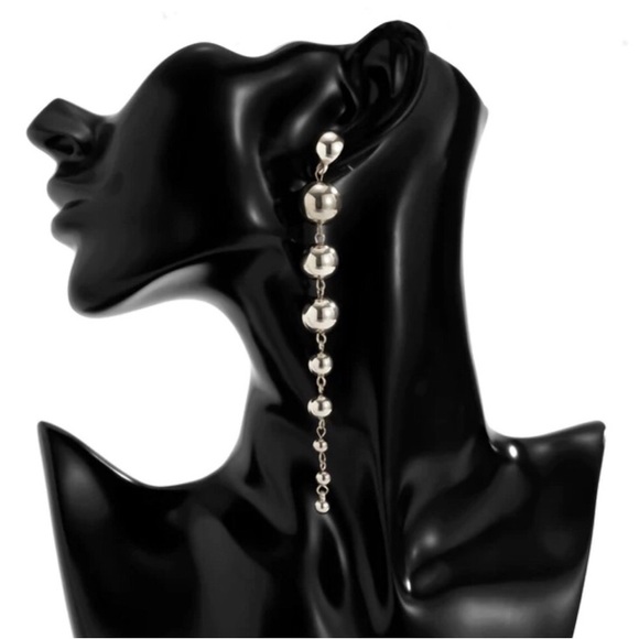 SOLD NEW Silver Long Ball Drop Earrings